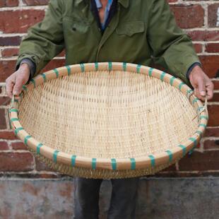 竹编制品竹头层筲箕圆形农家超大号蒸酒沥水筲箕收纳馒头筐洗菜筐