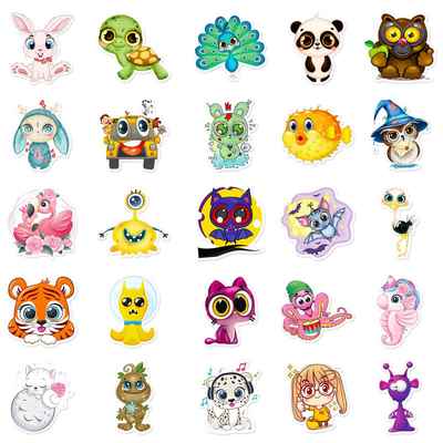 50片卡通大眼睛动物贴纸头像贴画儿童奖励贴文具卡通贴纸