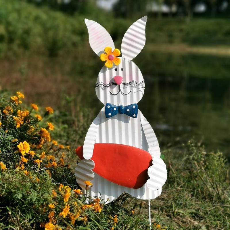 美式户外铁艺兔子花插庭院地插造景花园插土装饰摆件院子阳台布置,家居饰品,户外/庭院摆件,淘宝优惠券,粉丝福利购,淘宝优惠卷