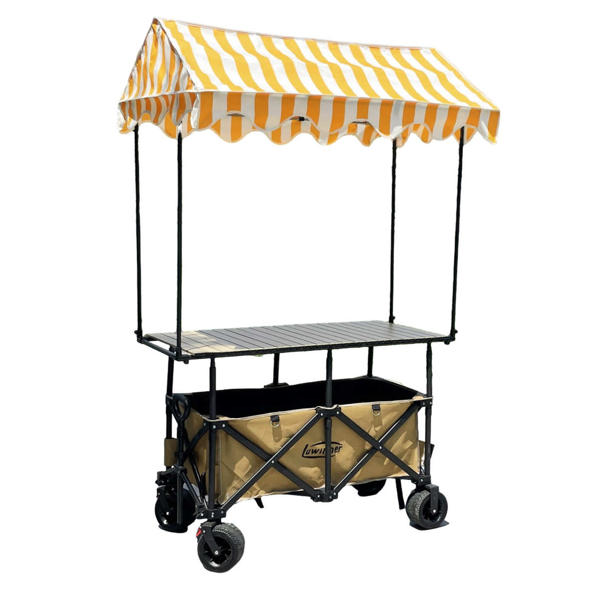 [遮阳款]双底摆摊车可升降折叠营地车手推车聚拢夜市地摊露营车