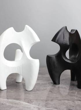 现代简约火苗树脂摆件样板房售楼部家玄关客厅创意软装饰品摆设