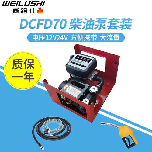 电动抽油泵柴油12v24v伏加油机车载小型加油枪带计量泵抽油器电动