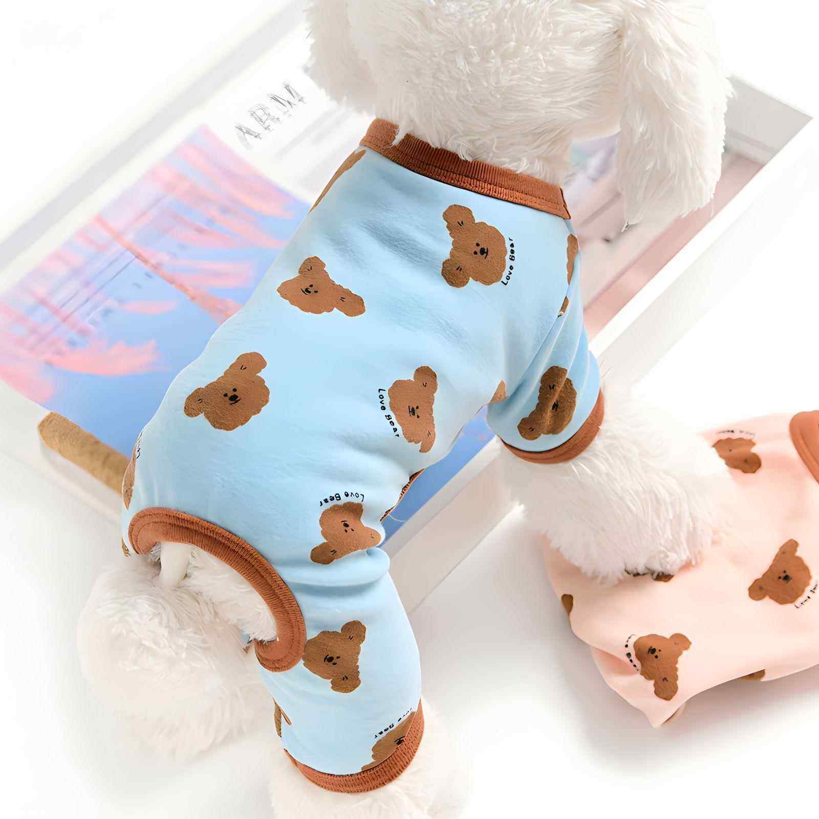 宠物猫咪狗狗衣服秋冬装泰迪比熊狗狗四脚睡衣小型幼犬可爱家居服