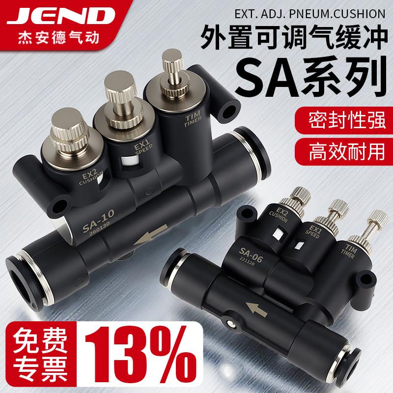JEND可调气缸调速阀SA-06型节流阀 外置式气缓冲接头