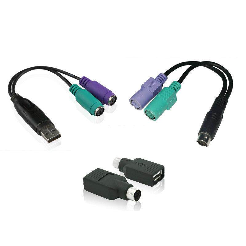 PS2一分二转换线 线USB转圆口母头工业台式笔记型电脑键盘滑鼠工