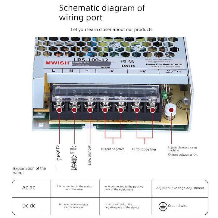 明伟超薄L直S-350W开关电源24V变R压220V转1320器2V流50W100W200W