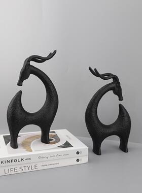 欧式创视意铸铁小鹿书挡件房书房0975客厅摆卧室玄关电柜样板家居