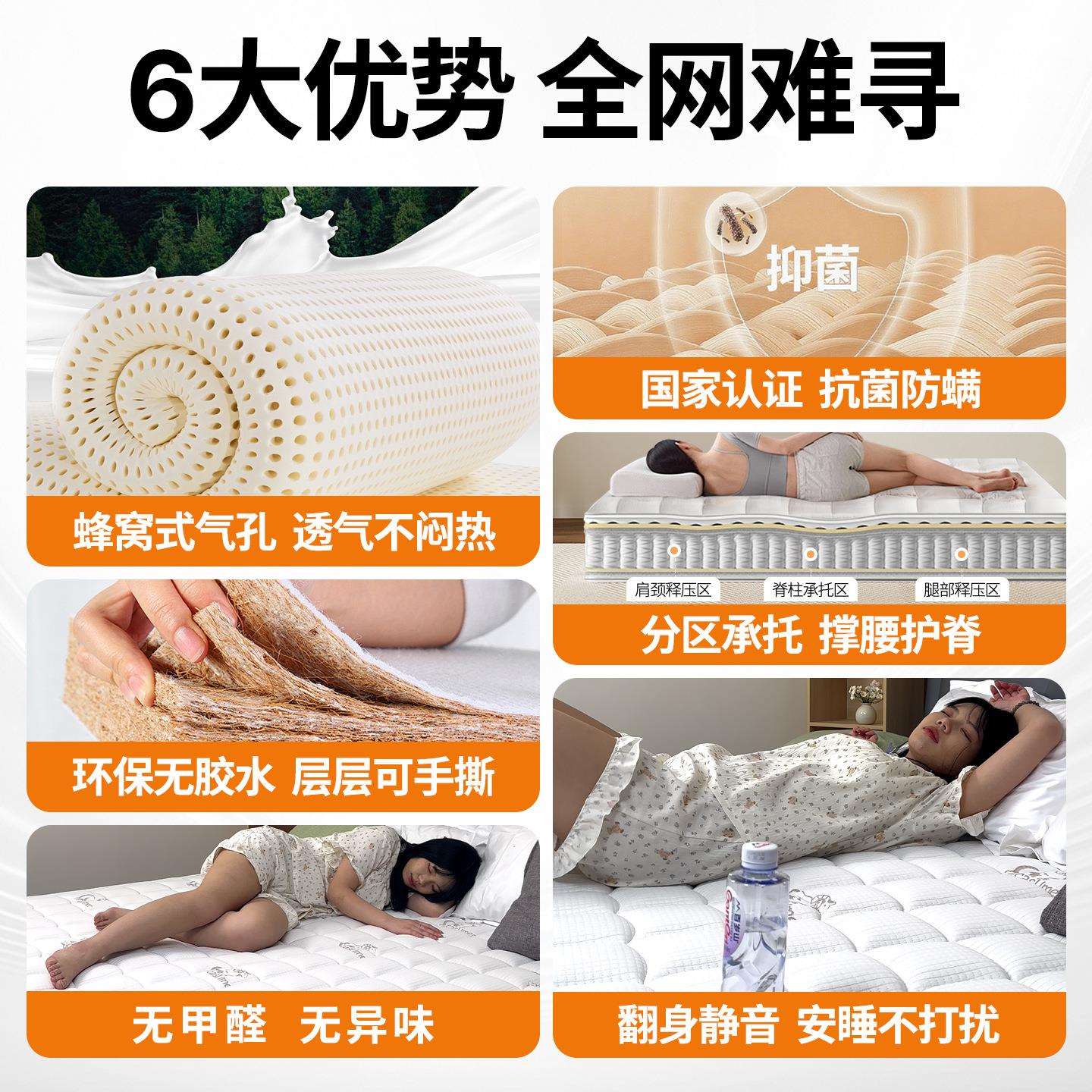 席梦思床垫家用卧室乳胶软垫20cm厚硬椰棕1.5米租房专用弹簧床垫