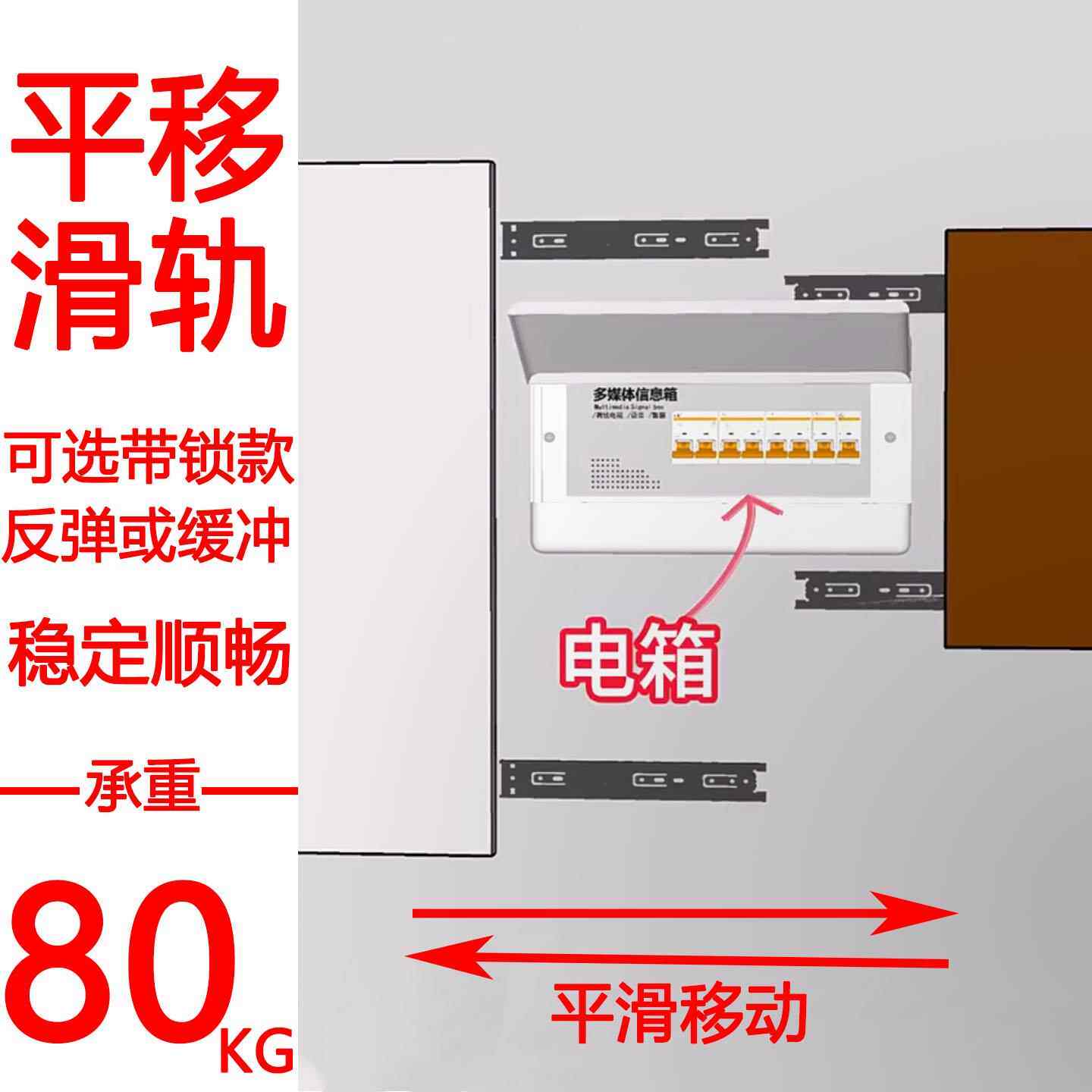 左右平移滑轨反弹侧装轨道导轨电表箱挂画装饰画推拉重型承重滑道
