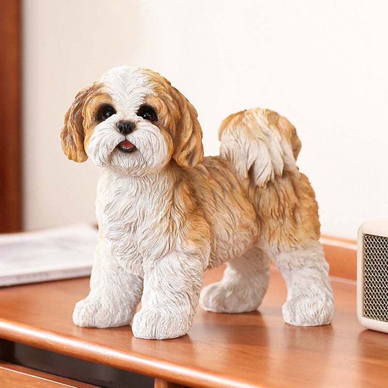 彷真狗狗摆件创意西施犬桌面书房办公桌客厅玄关家居装饰品摆设