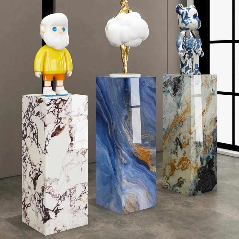 旁展示台新电视柜板岩新款物摆件花架子玄关家居装饰客厅架置底座