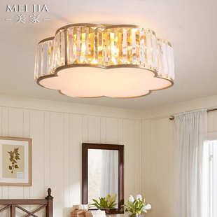 美式 水晶吸顶灯全铜卧室书房家用客房间阳台吸顶灯酒店过道楼梯灯