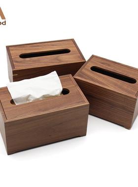 厂家桃木纸巾盒多实胡功能桌面木质纸巾盒木榫卯AM-ZJH00车载纸巾
