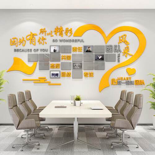 团队风采照片展示墙面贴办公室司氛围布置高级感企业文化设计装饰