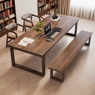 会实木书桌办桌商用条大板桌写字桌工作台客见详情厅长桌办公议公