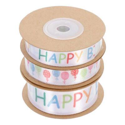 Happy Birthday Balloon Banner Ribbon Flowers Garland for