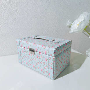 儿童发夹盒双层手提清新碎花收纳盒珠宝饰品大容量小首饰盒田园