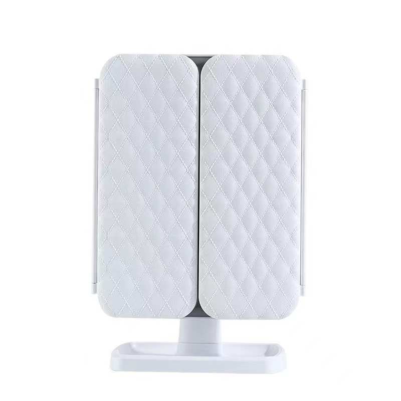 化妆镜节贝壳镜子二合一led灯可调台式收纳盒镜化妆带折叠体式