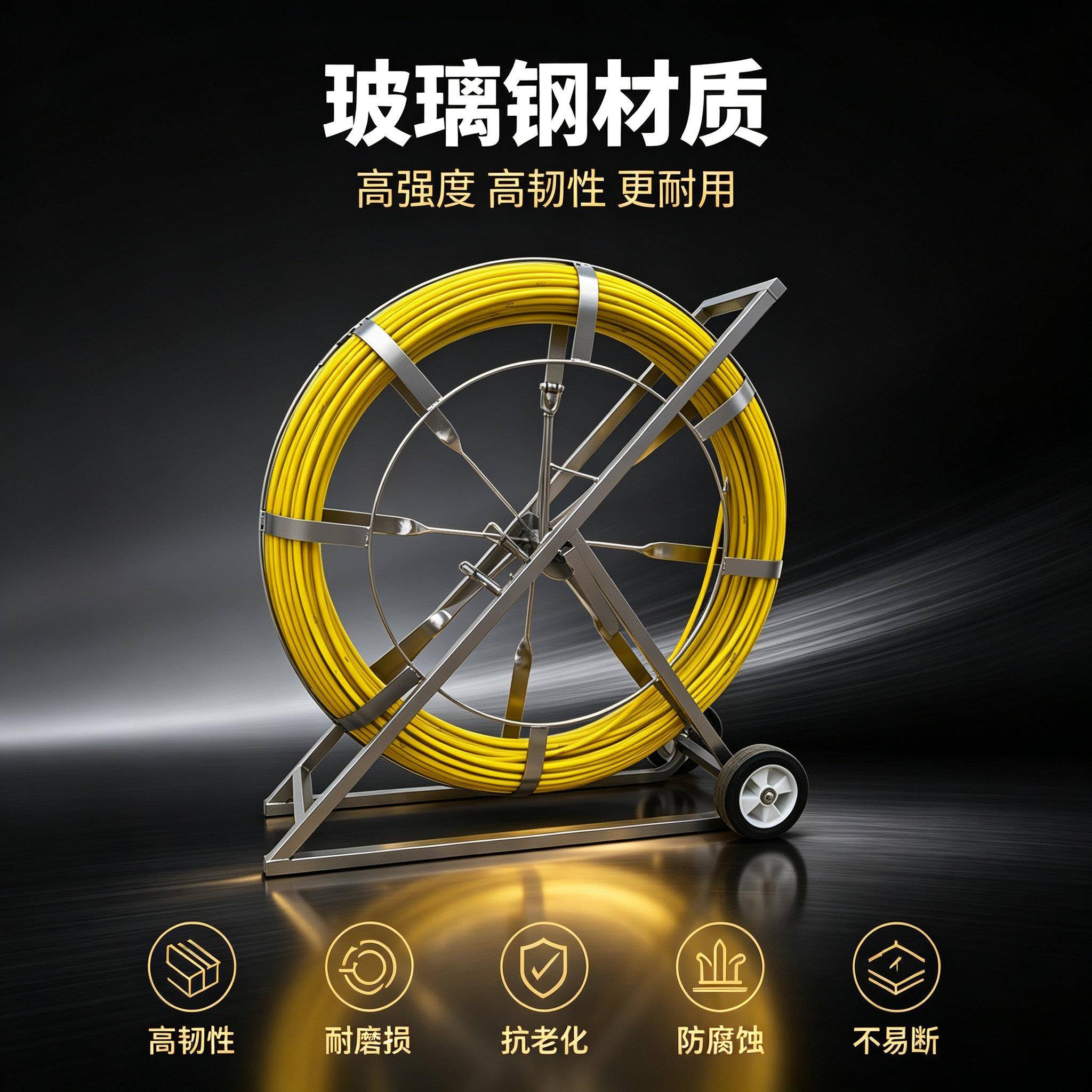 玻璃钢线穿线器方管架光缆电引线器缆车水电暗线管道布施工工具