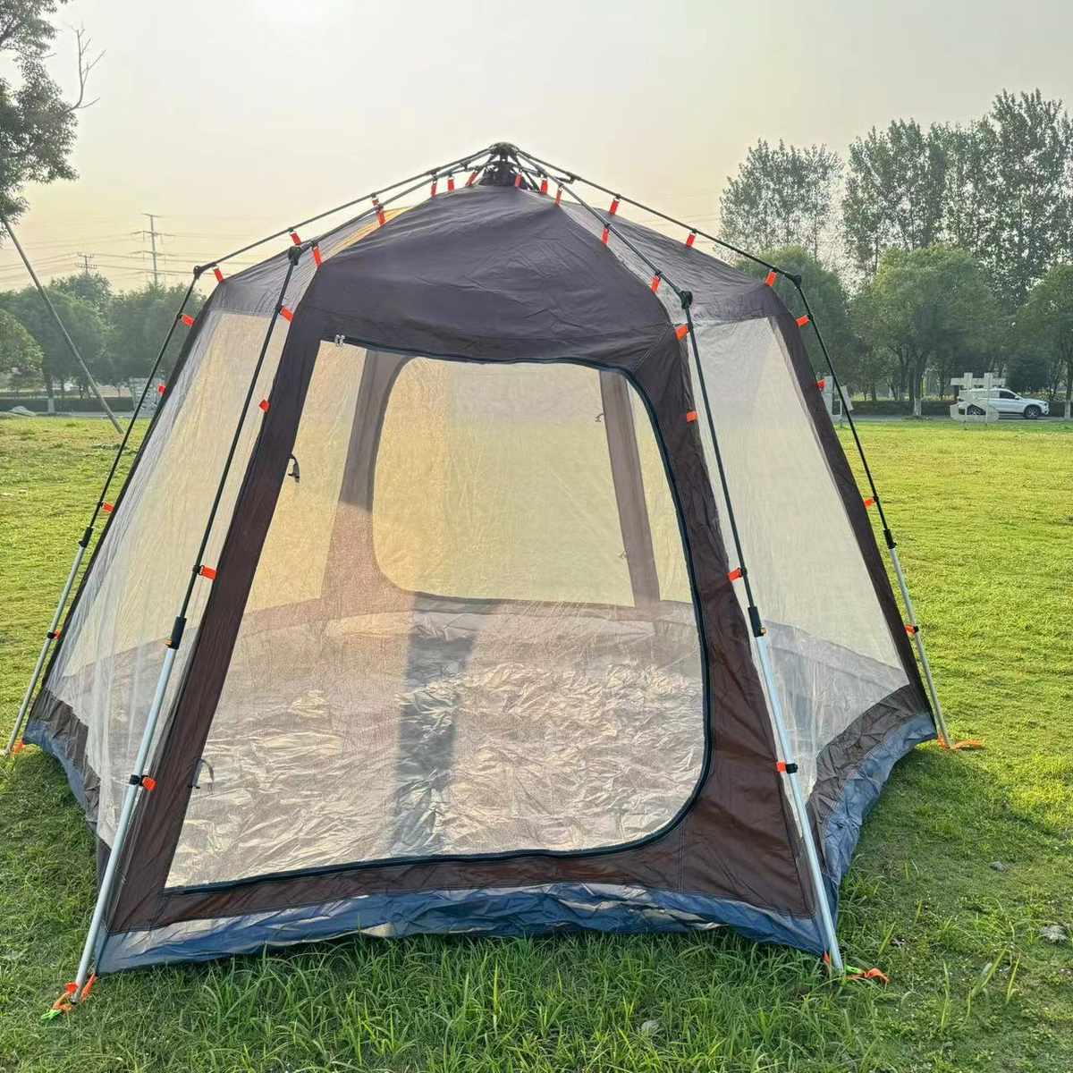 处理户外开速帐篷多人野营防雨库存露营帐篷全自动六角沙滩帐篷