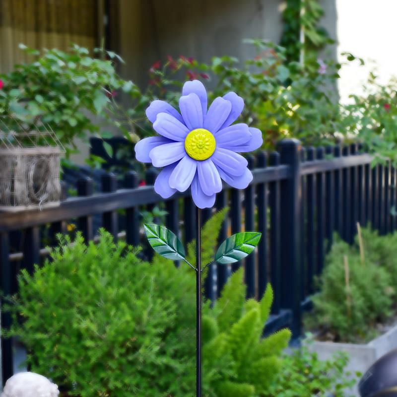 铁艺风车田园风户外花园庭院摆件架子风车双层旋转创意时尚风车