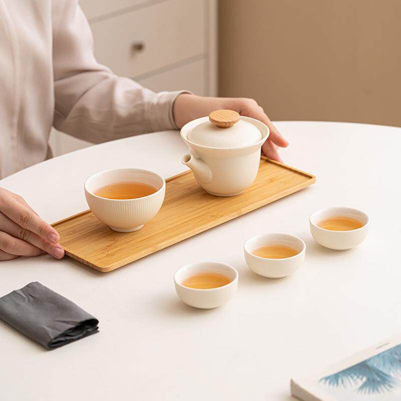 奶油风旅行茶具露营出差快客杯便携式简易功夫茶具套装泡茶壶茶杯