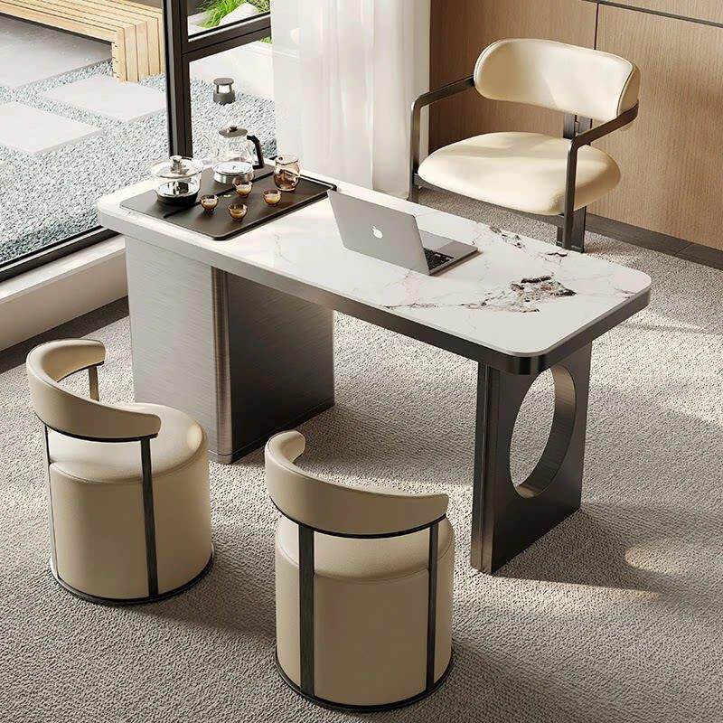 轻奢茶桌椅组合现代简约办公室茶台烧水壶一体家用阳台岩板小茶桌