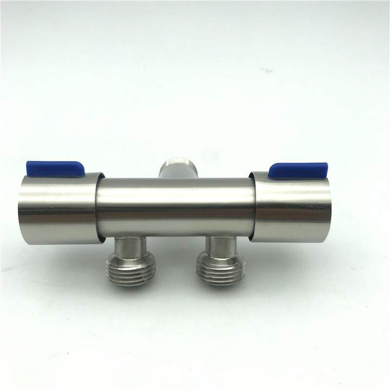 水暖厂家304一进二出角阀不锈钢分水器 双开关双控三通角阀