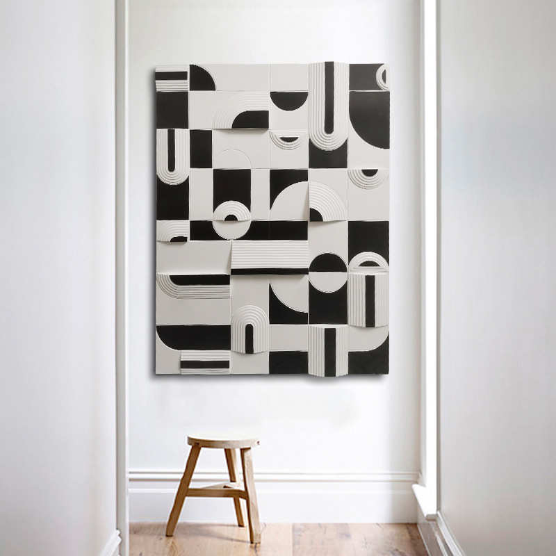 现代简约装饰画样板间客厅玄关手工挂画3d立体木雕实物装置画批发