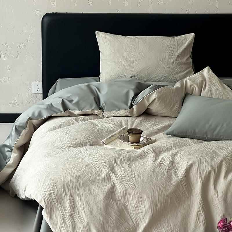 1XZE0S高支全棉四件套简轻奢贡长绒棉纯约棉缎床上用品提花被套0