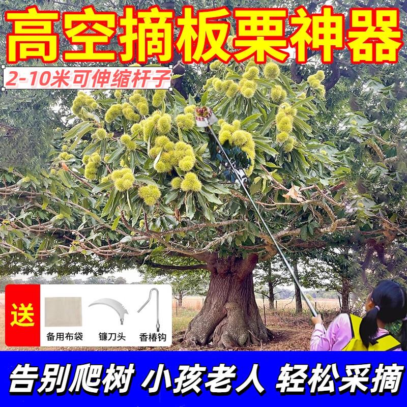 板栗采摘神器摘板栗神器伸缩杆高空摘果器网兜摘核桃柿子工具勾酸