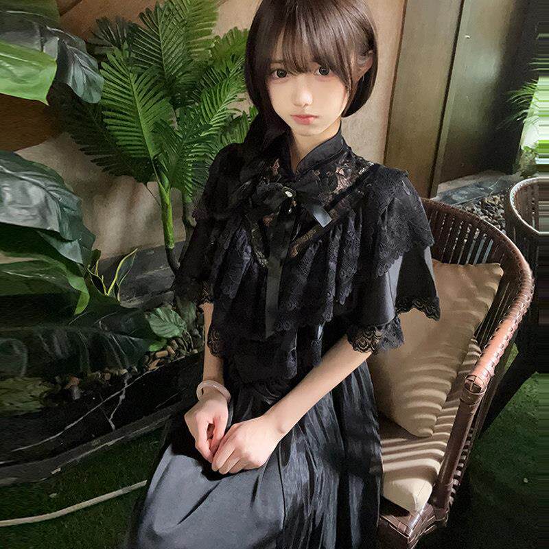 在逃公主罗莉塔原创复古在逃公主裙黑色洋装洋装lolita裙