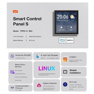 涂鸦智能官方海外4寸高清智慧TPP01-Z(EU)背景音乐主机对讲中控屏