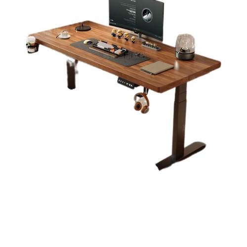 实木电动升降桌电脑桌卧室家用办公学习书桌可升降电竞桌子工作台