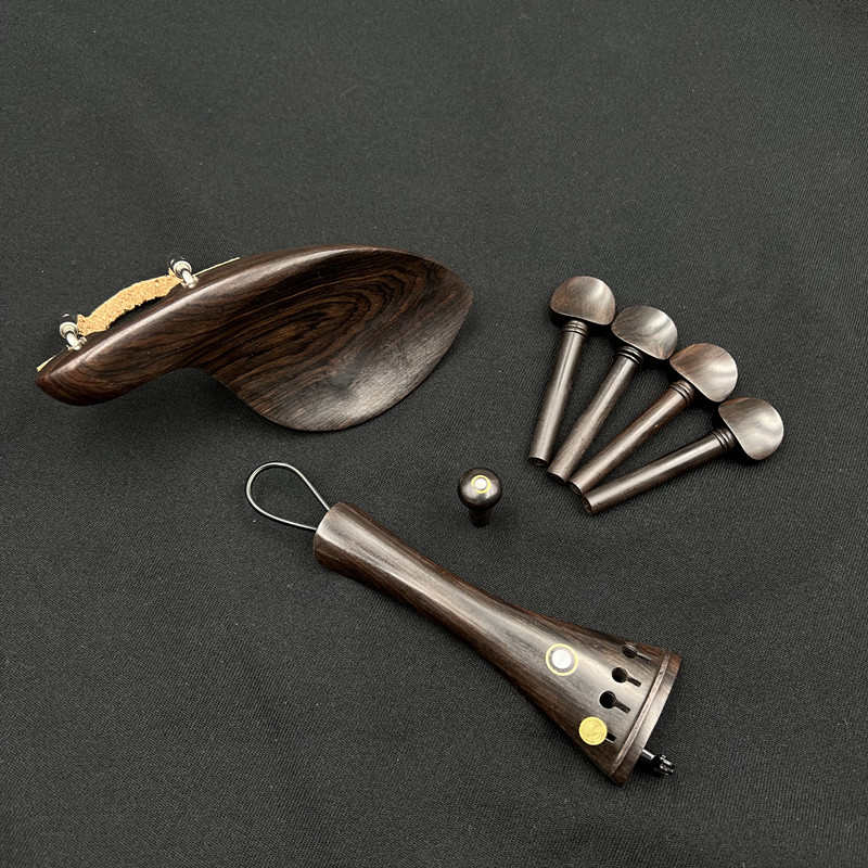 畅想乐器4/4小提琴自然乌木配件原色腮托琴轴拉弦板尾柱带尾绳微