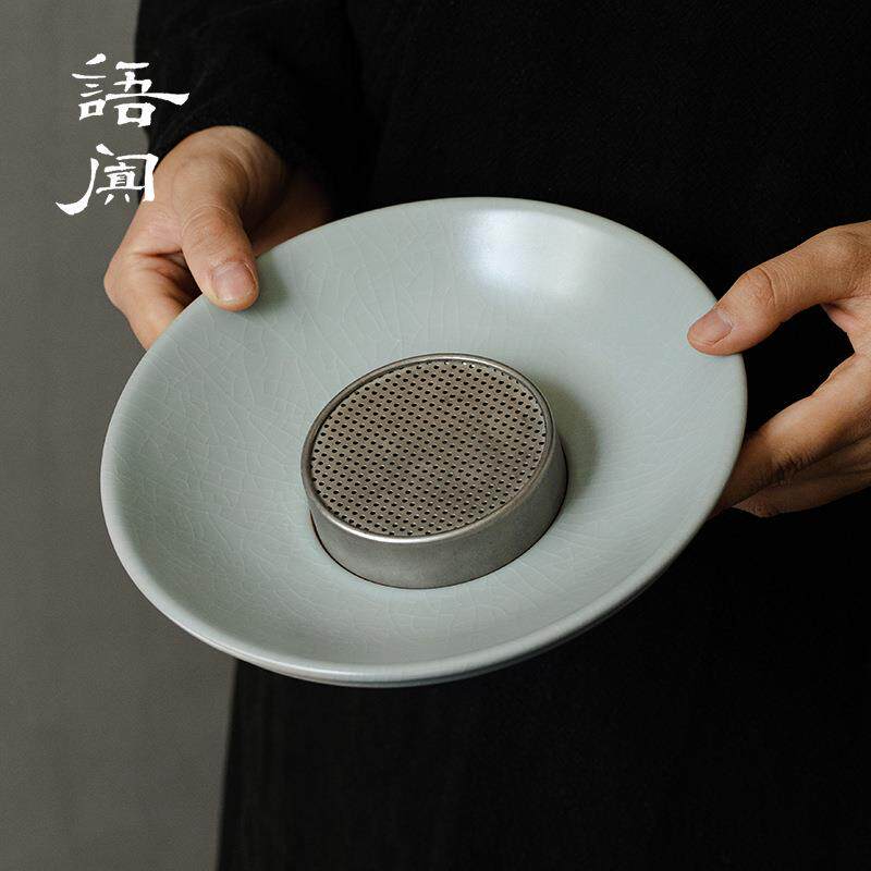 台湾丰子汝窑壶承手工汝瓷干泡台陶瓷茶具养壶壶托圆形仿古中式