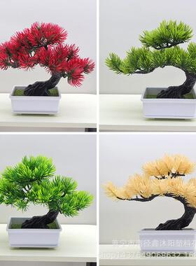 仿真迎客松树盆景室内桌面摆设假花植物小盆栽客厅绿植装饰品摆件