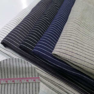 色织纯亚麻面料 男装 条纹麻布 纯亚麻条纹衬衣面料 纯麻条布料