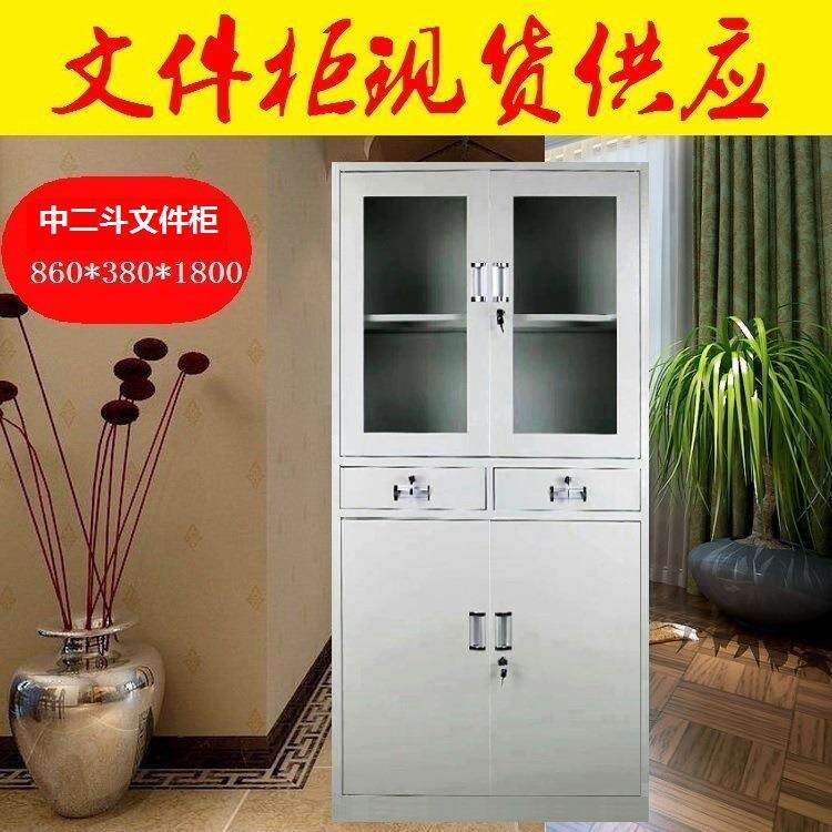 州860*380*江西抚玻璃对开门钢物制铁皮档文件柜办公资料案储柜子