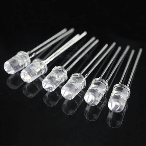 LED灯珠12v厂家直销f5mm毫米圆头超高亮正白光金线12伏LED灯