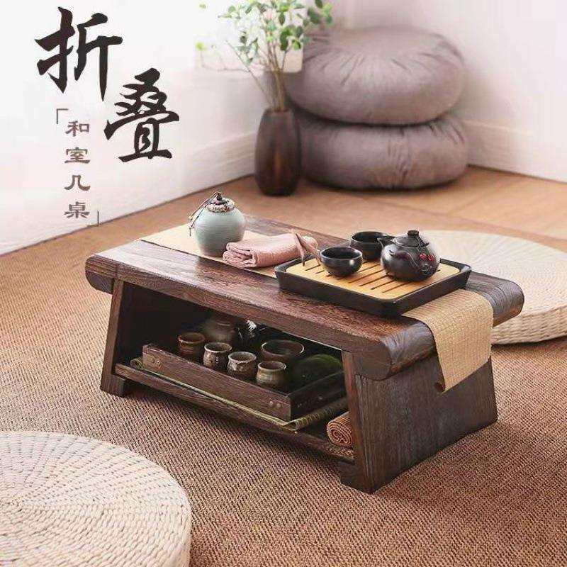 飘窗茶几日式炕几矮桌子阳台折叠地桌炕桌实木榻榻米小桌子茶桌