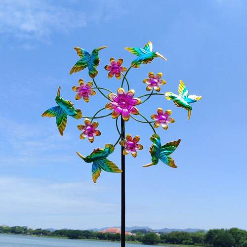 蜂鸟旋转风车铁艺户外花园装饰摆饰网红民宿小院庭院阳台造景布置