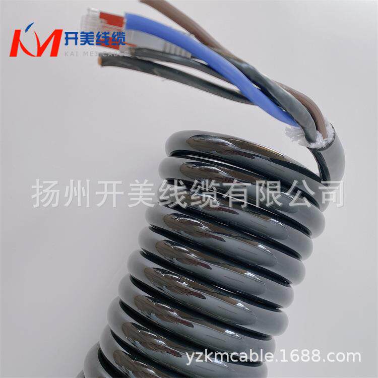 机械舞台弹簧线插头螺旋电缆伸缩电缆线3芯电源线+超六类网线