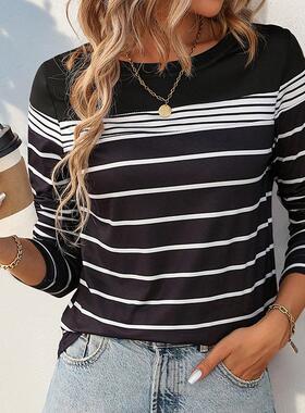 Women's striped long shirt 女装条纹长恤女