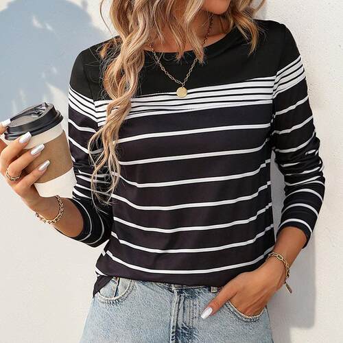 Women's striped long shirt 女装条纹长恤女