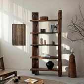 老榆木靠墙博古架多层落地式 茶柜架 置物架客厅卧室展示架民宿中式