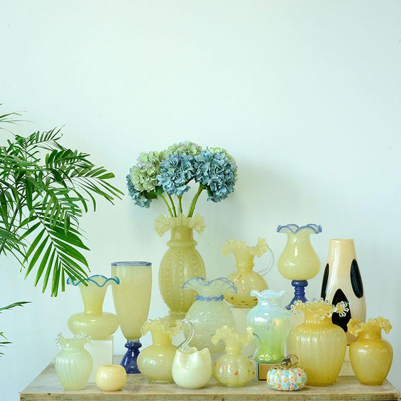 彩色玻璃花瓶南瓜造型玻璃摆件家居客厅插花装饰品手工玻璃花瓶