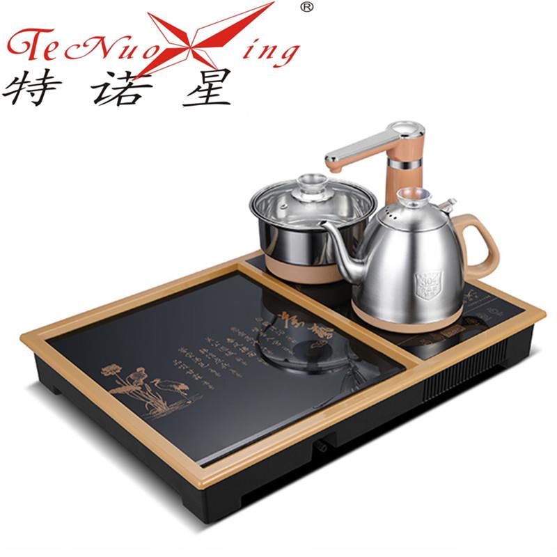 特诺星镶嵌入式内茶盘桌全自动套装自动上水烧水壶茶具玻璃底部上