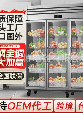 一级能效全钢铜管商用冰箱立式大容量蔬菜冷藏保鲜柜