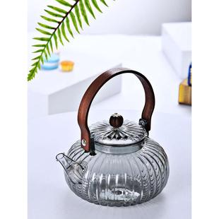 提梁南瓜壶 电陶炉玻璃泡茶壶专用烧水壶煮花茶养生壶水果茶具套装
